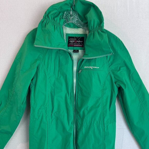 ZeroXposur Women's Medium Green Raincoat Waterproof Full Zip Hooded Lightweight - Picture 1 of 10